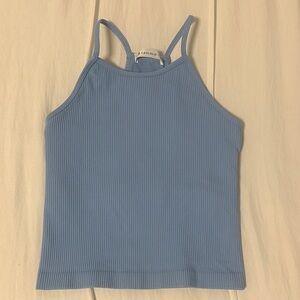 Laslulu Women’s Blue Ribbed Tank Top size S